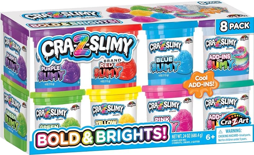 CRA-Z-Slimy Bold & Brite 8 Count, Stretchy & Colorful Premade Slime Collection, Ages 6 and Up thumbnail 2
