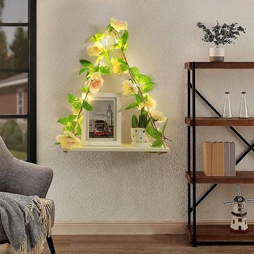 JOPSTDI Floating Shelves for Wall,Plant Wall Decor,Hanging Shelf,Cottage Core Decor,Room Decor Aesthetic,Trinket Shelf,Hanging Shelves,Floating Shelves for No Drilling,Two-Piece Set thumbnail 4
