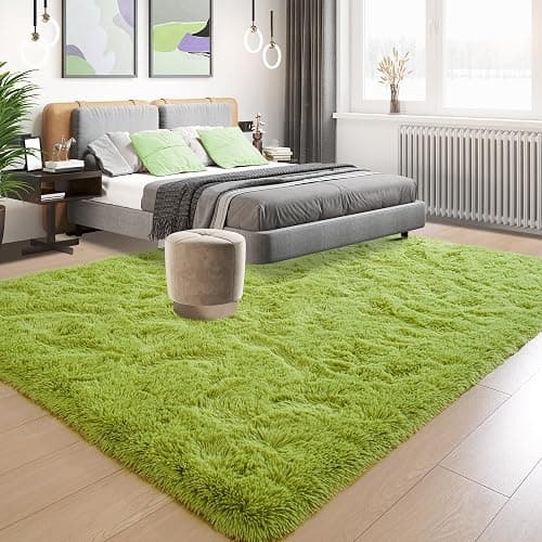 Tepook Super Soft Fluffy Rug for Bedroom, Modern Shaggy Fuzzy Kids Rugs for Living Room, Plush Indoor Nursery Home Decor Dorm Carpet with Non-Slip Bottom, Grass Green, 4 X 6 Feet thumbnail 2