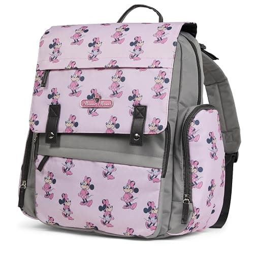 Disney Diaper Bag Backpack with Changing Pad Minnie Mouse – 16” Nylon Baby Bag for Parents, Insulated Bottle Holders, Multiple Storage Pockets thumbnail 8