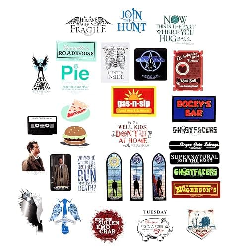 Conquest Journals Supernatural Decal Bundle, 120 Unique Supernatural Stickers, Includes 10 Hologram Stickers, 5 Clear Stickers, Waterproof, UV & Scratch Resistant Sticker Decals, Officially Licensed thumbnail 5