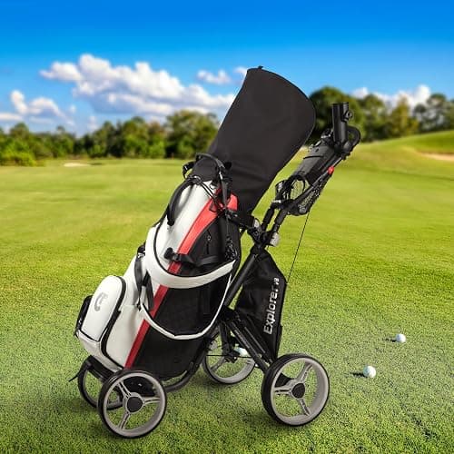 Caddytek Explorer V8 Golf Push Cart - SuperLite 4 Wheel Aluminum Foldable Cart with Adjustable Front Wheel Width, Foot Brake, Cooler Basket, Umbrella Holder, Drink Holder, Scorecard Console thumbnail 2