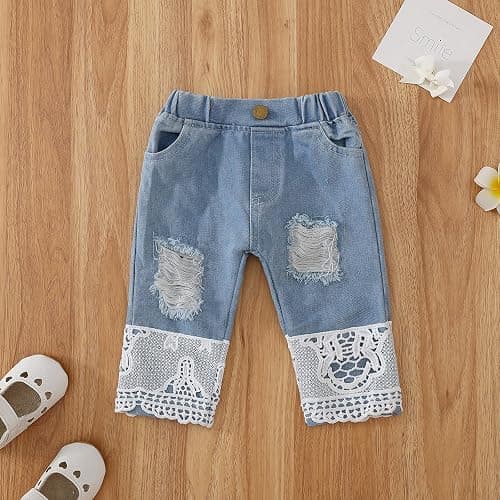 Yvowming Baby Girl Clothes Outfits Toddler Infant Baby Romper Top+Jeans Clothing Set thumbnail 7