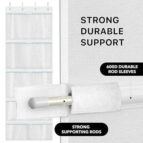 Simple Houseware Over the Door Stuffed Animal Storage Organizer, Hanging Toy Holder with 6 Mesh Pockets for Kids Room, White thumbnail 4