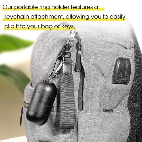 OAOLEER Travel Ring & Jewelry Keychain Holder - 3 Layers, Small Necklace & Bracelet Holder for Gym Sports Bag (Black 3 Layer) - Black - 3 Tier thumbnail 3
