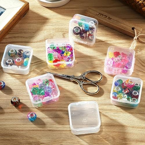 SATINIOR 24 Packs Small Clear Plastic Beads Storage Containers Box with Hinged Lid for Storage of Small Items, Crafts, Jewelry, Hardware (1.7 x 1.7 x 0.8 Inches) thumbnail 5