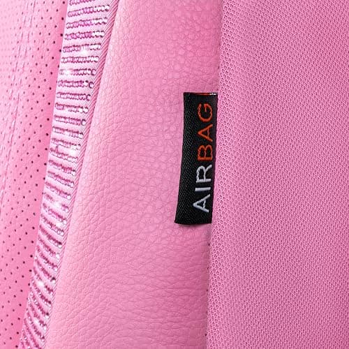 CAR PASS Bling Diamond Car Seat Covers, Shining Rhinestone Waterproof Faux Leather Pink Car Accessories Two Front Only Universal Fit Auto Glitter Crystal Sparkle Strips for Cute Women Girl, Pink thumbnail 3