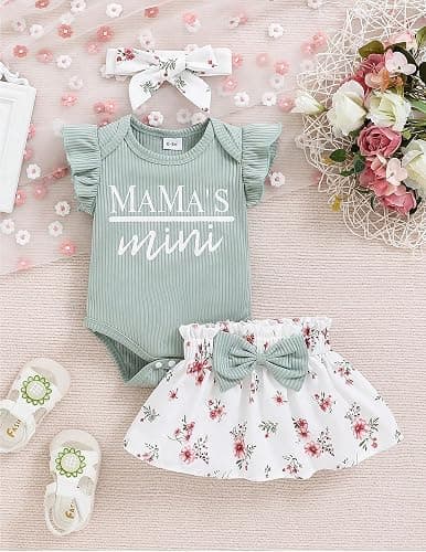 PaPaai Sara Newborn Infant Clothes Baby Girl Dress Summer Toddler Outfit Cute Girl Romper Skirt Set+Headband thumbnail 2