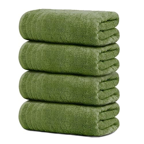 Tens Towels Pack of 4 Extra Large Bath Towels 30 x 60 Inches, 100% Cotton, Larger & Lighter Weight, Quicker to Dry, Super Soft and Absorbent, Perfect for Bathroom, Green - Image 1