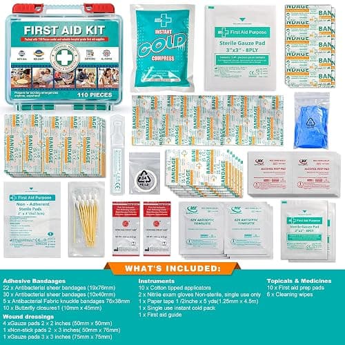 General Medi 110 Pieces Small First Aid Kit - HardCase First Aid Box - Contains Premium Medical Supplies for Travel, Home, Office, Vehicle, Camping, Workplace & Outdoor thumbnail 2