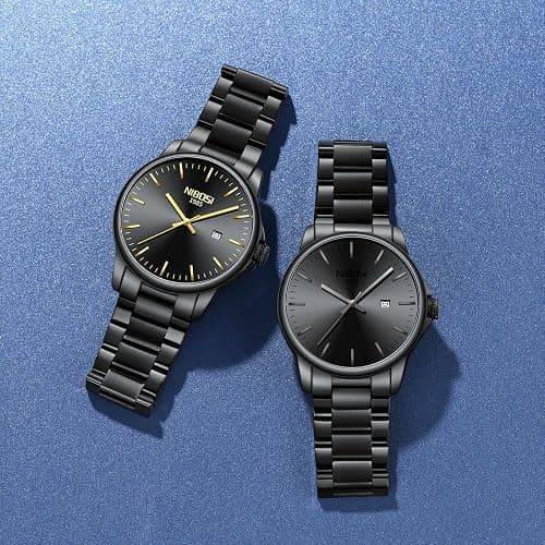 NIBOSI Men Watches Analog Quartz Stainless Steel Black Watches for Men Waterproof Business Classic Watch with Day and Date Display Wrist Watch for Work and Casual Wear thumbnail 5