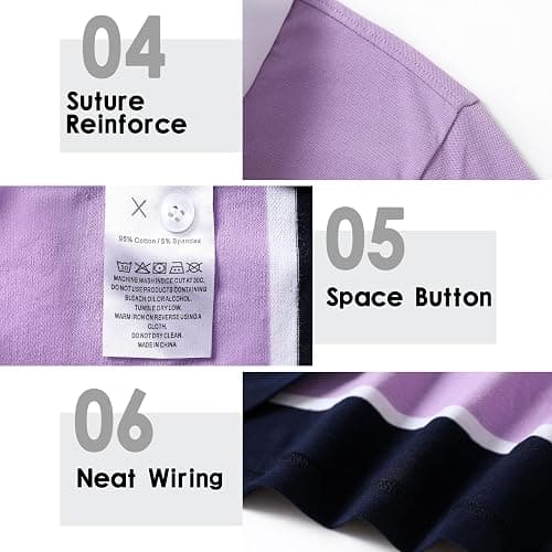 Men's Polo Shirts Long Sleeve Striped Dry Fit Casual Collared Pique Golf Polo Shirts for Mens thumbnail 8
