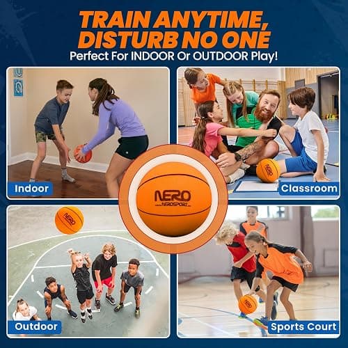 NERO SPORT Ninja Silent Basketball- Soft Foam Indoor Hoop Play | Soundless Ball for Quiet Dribbling and Indoor Training thumbnail 6