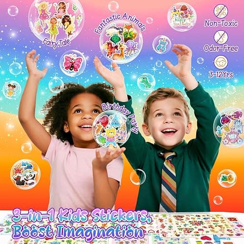 1000+ Holographic Stickers for Kids - 45 Different Sheets of 3 Themes Craft, Animal, Fairy Tale and Birthday Party, Kids Stickers for School Class Gift Wrap Decoration, Gift for Toddlers Boys and Girl thumbnail 3