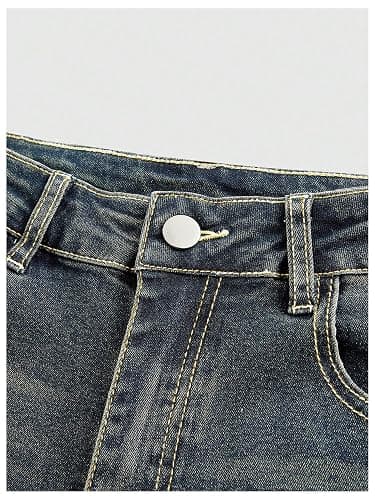MakeMeChic Women's Flared Jeans Bell Bottom Jeans Embroidered Y2K High Waist Stretchy Denim Pants thumbnail 3