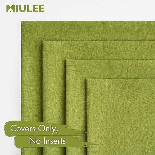MIULEE Pack of 4 Decorative Outdoor Throw Pillow Covers Linen Waterproof Pillow Covers Spring Farmhouse Cushion Cases for Patio Garden Tent Balcony Couch Sofa 18x18 inch Moss Green thumbnail 5