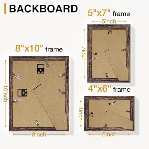 Vittanly 15 Pack Picture Frames Collage Wall Decor, Wall/Tabletop Display | Brown, Multi-Size Gallery Wall Frame Set: 3pcs 8x10, 6pcs 5x7, 6pcs 4x6. Picture Frame Set for Family thumbnail 9
