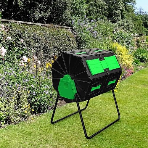 AACULPET Compost Bin Outdoor 45 Gallon / 170L Dual Chamber Composter, 360° Rotating Compost Barrel, BPA-Free Fast-Working All-Season Heavy-Duty Large Compost Tumbler for Garden Kitchen Yard Waste thumbnail 8