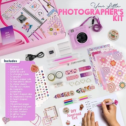 FINcredible Photomaker Kit - Instant Print Camera for Kids Plus DIY Journal Kit for Girls - 150 Pcs Tween Journal & Camera for Girls - 6 7 8 9 10 11 12 13 14 Year Old Girl (Lilac) thumbnail 3