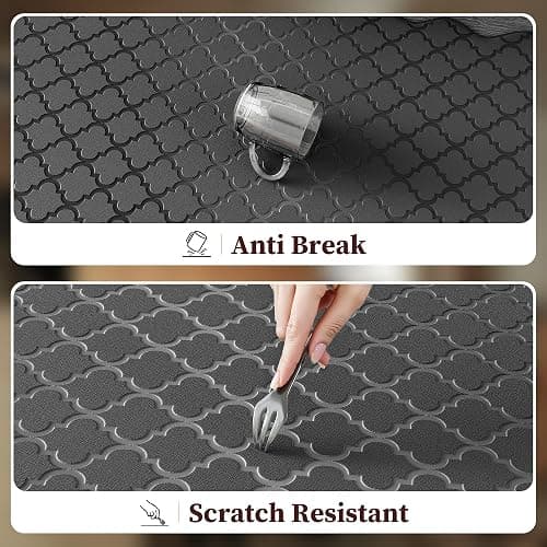 Arenarug Upgrade Scalloped Embossed Kitchen Mats for Floor 2PCS Cushioned Anti Fatigue Waterproof Foam Kitchen Rugs Non Slip Washable Comfort Standing Mat for Office Sink Laundry, Black thumbnail 5