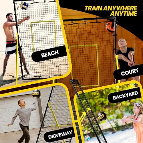 Apex Sports Adjustable Volleyball Rebounder Net 7x4 ft – Bounce Back Training Equipment with Angle Customization for Practicing Volleying, Bumping, Spiking – Durable & Portable with Travel Bag thumbnail 6