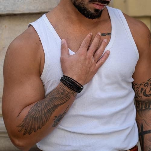 SERASAR Premium Echtlederarmband für Männer in Schwarz & Braun | Verschiedene Längen | Magnetverschluss aus Edelstahl | Inklusive Schmuckschachtel | Tolles Geschenk für Männer thumbnail 4