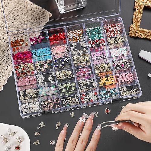 Noverlife 2 Pack 36 Grids Clear Plastic Organizer Box, Jewelry Craft Storage Container Bead Holder Nail Charm Organizer, Rock Collection Box for Fishing Tackles, Acrylic Earring Display Case for Girls thumbnail 8