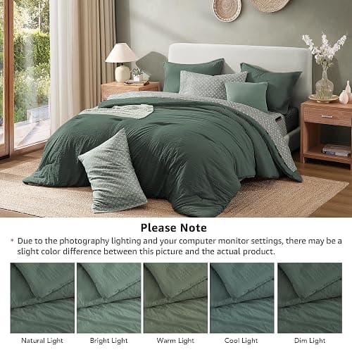 Monbix Queen Comforter Set - 7 Pieces Deep Forest Prewashed Bed in a Bag Queen Bedding Sets with Comforters, All Seasons Ultra Soft Comforter Bed Set with Sheets,Pillowcases & Shams thumbnail 7