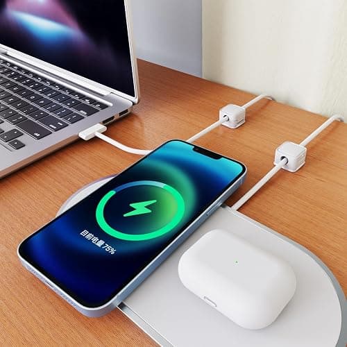 smofish Cord Organizer Holder, 8 Pack Magnetic Desk Cable Clips Management, Hide Phone Charging Cable Keeper, Strong Adhesive Wire Charger Holder for Nightstand, Kitchen Appliances, Office Supplies thumbnail 2