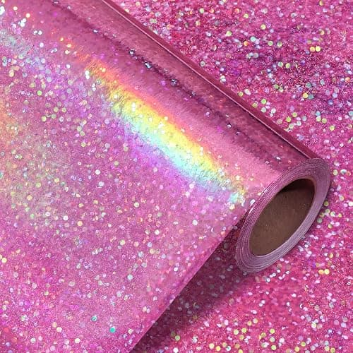 woric Pink Wrapping Paper Roll 17 Inch x 33 Feet Metallic Holographic Point Gift Wrapping for Girls Party, Mother's Day Wedding, Bridal Shower, Birthday, Baby Shower - Image 1