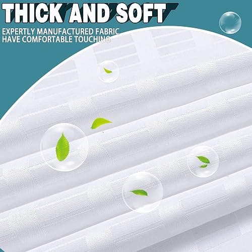 Conbo Mio No Hook Shower Curtain with Snap in Liner Set, Hotel Luxury White Shower Curtains for Bathroom with See Through Top Window, Waterproof, Washable 71W x 74H thumbnail 6