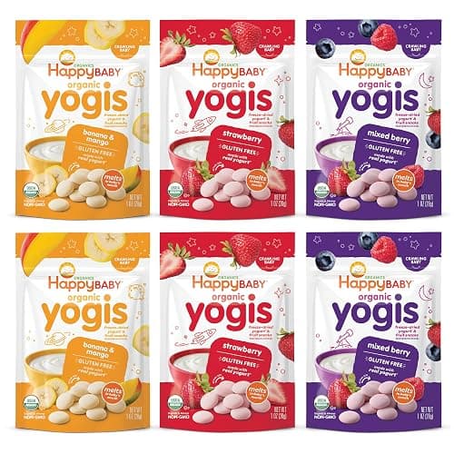 Happy Baby Organics Yogis Freeze-Dried Yogurt & Fruit Snacks, Variety Pack, 1 Ounce (Pack of 6) - Image 1