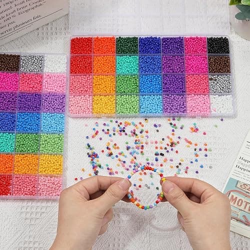 Ywmimn 28 Colors 3mm Seed Beads, 7200PCS Glass Seed Beads Kit for Jewelry Making, Craft and Bracelet Making thumbnail 4