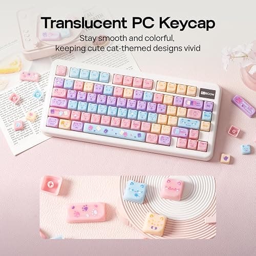 KiiBOOM Cute Cat Keycaps Set, Mao Profile, Cat Shape | PC Keycap for MX Switch Mechanical Keyboard, Compatible with 60%, 65%, 75%, TKL, 96%, Full-Sized Layout (Meow Pudding) thumbnail 5