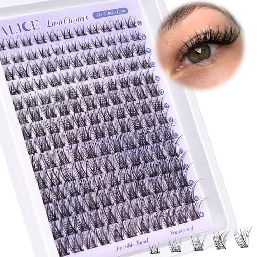 Natural Lash Clusters Wispy Cluster Eyelash Extensions Invisible Band Individual Lashes C-Curly DIY Lash Extension 8-16mm Waterproof Soft Cluster Lashes 168pcs by ALICE thumbnail 7