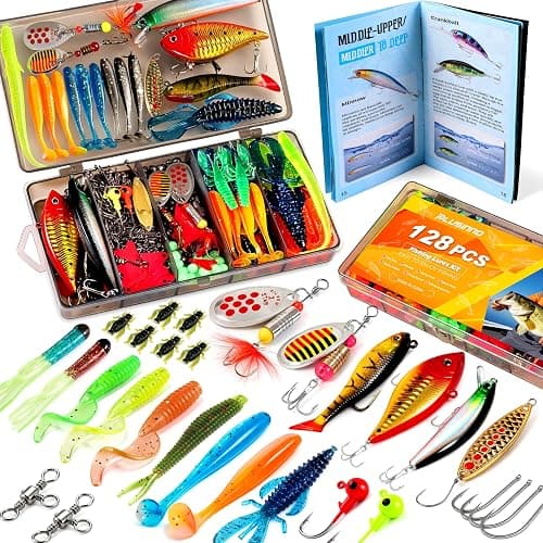 PLUSINNO Fishing Lures, All-in-One Fishing Tackle Box with Tackle Included, Fishing Gear Lure Bait Accessories Kit for Freshwater Bass Trout, Ideal Fishing Gifts for Men, Father & Beginners - Image 1