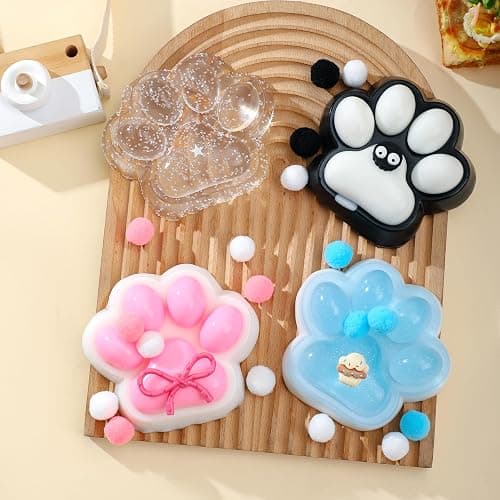 Handmade Cat Paw Taba Squishy Toys,Anxiety and Relaxation Perfect Desk Accessory for Stress Relief Toys (Blue Transparent) - Blue Transparent thumbnail 7