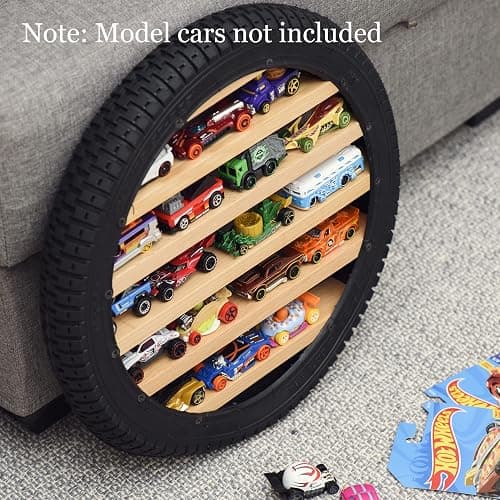 Tapeera Model Car Display Case Stand - Toy Cars Organizer Wall Display Tire Shelf Cabinet - Holds Up to 18 Diecast 1/64 Car Collectibles - Compatible with Hot Wheels Matchbox - Wheel Diameter 16 Inch thumbnail 4