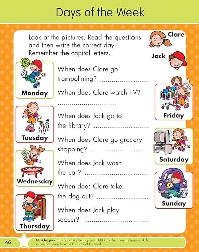 The Summer Before First Grade Workbook School Bridging Kindergarten to First Grade Ages 6 - 7: 75+ Activities, Phonics, Spelling, Reading, Language ... Measurement and Time (Gold Stars Series) thumbnail 5