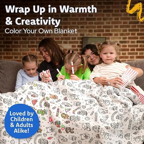 Craftikit Cozy Coloring Blanket for Kids & Adults -15 Markers | 40" x 60", Fabric Markers Included, Permanent Vibrant Sherpa Fleece Design, Ages 3+, Machine Washable, Gift Wrapped thumbnail 4