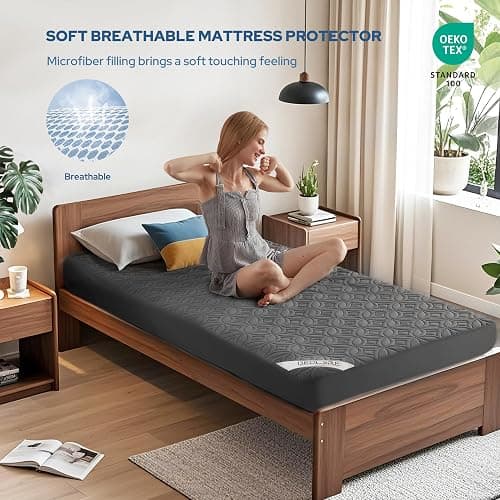 BEDLORE Waterproof Mattress Protector, Twin XL Size Mattress Pad with Deep Pocket 6"-15" Depth, Soft Breathable Dirt-Proof Bed Mattress Cover for Bedroom, College Dorm (Gray) thumbnail 3