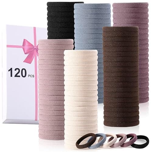 LuSeren 120PCS Soft Hair Ties for Women – No Damage Ouchless Nylon Hair Accessories, Seamless Fabric Ponytail Holders for Daily Use (Natural Colors) thumbnail 9