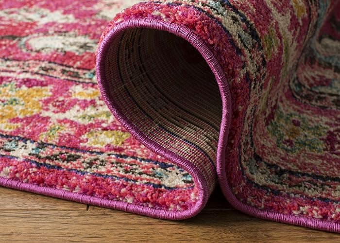 SAFAVIEH Monaco Collection Area Rug - 5' Square, Pink & Multi, Boho Chic Medallion Distressed Design, Non-Shedding & Easy Care, Ideal for High Traffic Areas in Living Room, Bedroom (MNC243D) thumbnail 8