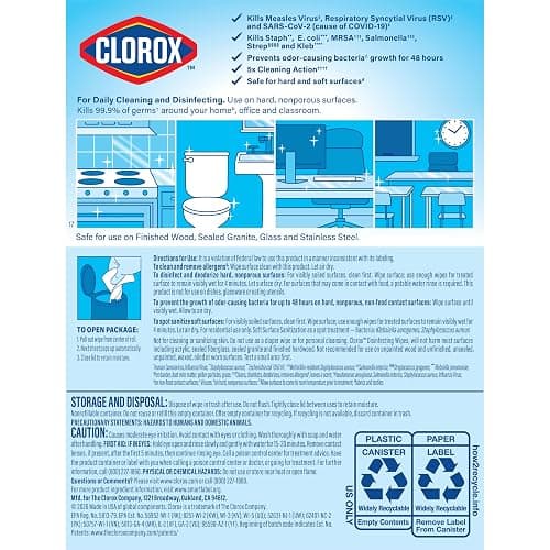 Clorox Disinfecting Wipes Cleaning Variety Pack, 75 Count, 3 Pack | Cleans, Deodorizes and Freshens, Kills 99.9 Percent of Viruses and Bacteria, Bleach Free, Crisp Lemon and Fresh Scent thumbnail 12