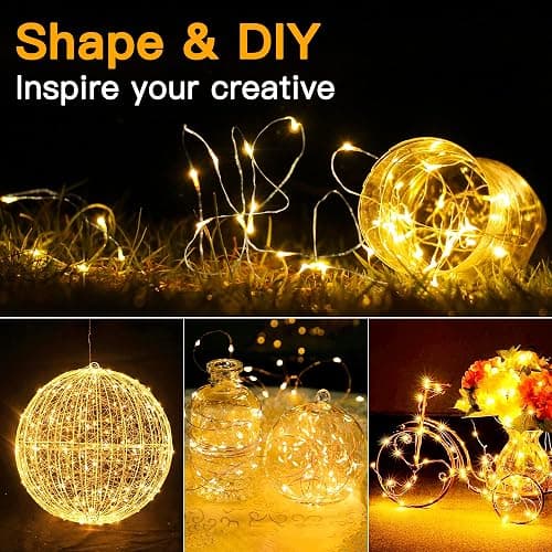 Ollny Fairy Lights Battery Operated - 10m 100 LEDs Christmas String Light for Bedroom, Waterproof Micro Cooper Wire Light for Indoor/Outdoor/Outside/Bottle/Tree Decorations (Warm White) thumbnail 3
