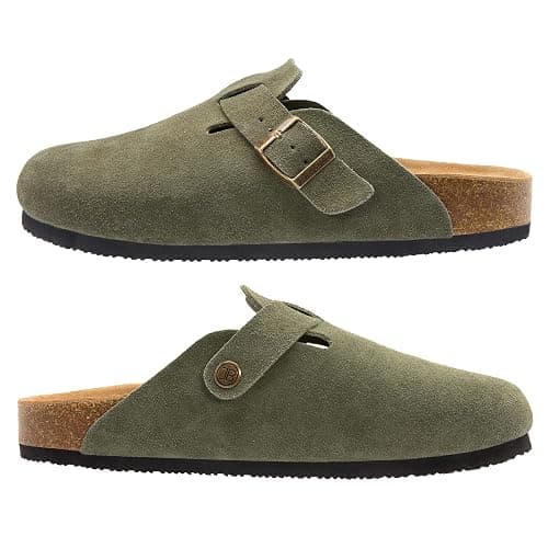 Brelzo Calvior Women's Suede Clogs Men's Slip-On Mules Non-Slip Potato Shoes Arch Support Sandals with Adjustable Buckle for Indoor & Outdoor Use thumbnail 7