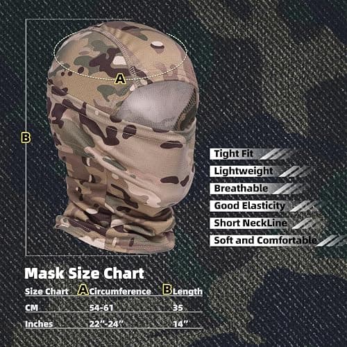 XY3545HS Camo Balaclava Face Mask for Man and Women-Hunting，Skiing，Motorcycle Windproof，UV Protection&Military Training thumbnail 3