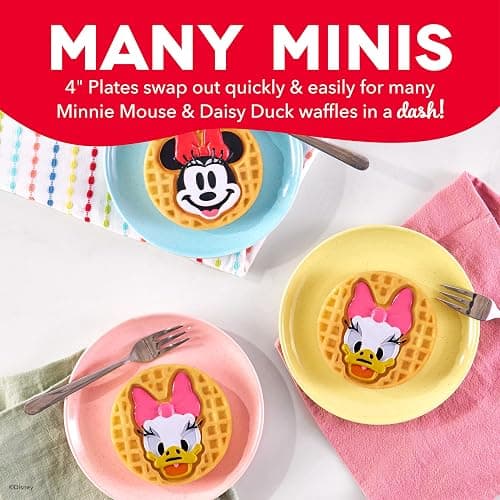 Disney Dash MultiMaker® Mini System Removable Plate Set - Ceramic Coating Replacement Plates for Waffle Breakfast - Waffle Maker Not Included - 4-Inch - 2-Pack - Minnie & Daisy thumbnail 3