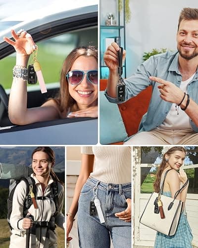 Keychain, Works with Apple Find My, Leather Key Chain with GPS Tracker | Car Keychain for Women and Men, Car Key Fob Holder, Anti-Lost Smart Keys Finder, Rechargeable, Black thumbnail 8