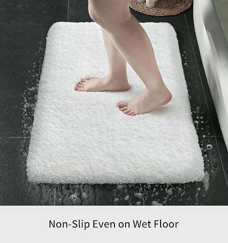 Disolla Small Bathroom Rugs 17x24 Non Slip White Fluffy Bath Mat for Bathroom Floor Machine Washable Plush Luxury Bath Rug for Tub Soft Shaggy Absorbent Shower Mat thumbnail 4